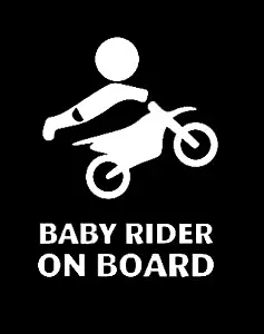 LLI Baby Rider On Board | Decal Vinyl Sticker | Cars Trucks Vans Walls Laptop | White | 7.5 x 5.5 in | LLI1461