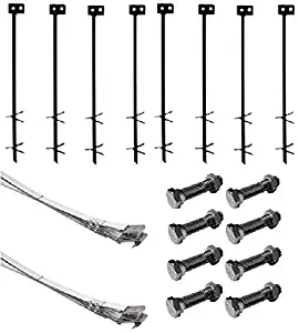 Mobile Home Part Set of 8 Auger Anchors; 8-8 ft Tie Down Strap, 8 Bolts