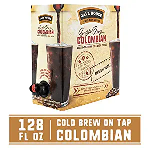 Java House Single Origin Cold Brew Coffee On Tap, Colombian Black, No Sugar, Always Fresh and Ready to Drink, Not a Concentrate, 128 fl oz