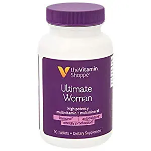 Ultimate Woman Multivitamin, High Potency Multi with Green Tea Extract – Energy Antioxidant Blend, Daily MultiMineral Supplement for Optimal Women’s Health (90 Tablets) by The Vitamin Shoppe