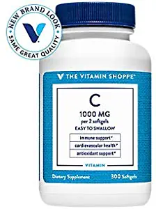 The Vitamin Shoppe Vitamin C 1,000MG, Easy to Swallow, Antioxidant That Supports Immune and Cardiovascular Health (300 Softgels)