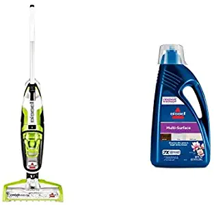 BISSELL CrossWave Floor and Carpet Cleaner with Wet-Dry Vacuum, 1785A - Green and BISSELL, 1789G MultiSurface Floor Cleaning Formula for Crosswave and Spinwave (80 oz)