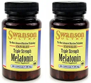 Swanson Ultra Triple Strength Melatonin -- 2 Bottles each of 10mg 60 Capsules