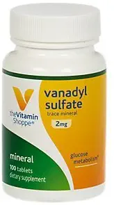 The Vitamin Shoppe Vanadyl Sulfate 2MG, Trace Mineral (Vanadium), Supports Glucose Metabolism, Once Daily (100 Tablets)