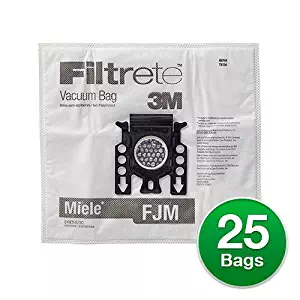 25 Miele Type FJM Premium HEPA Filtration Canister Vacuum Cleaner Bags + 5 Motor Filters, and 5 Exhaust Air Clean Filters, by 3M Filtrete. Generic 25 Bundle Package.
