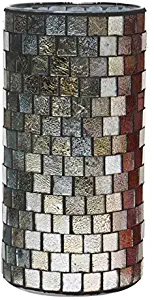 Hosley Mosaic Glass Tea Light Candle Holder - Your Choice of Colors and Size. Ideal Gift for Wedding Party Favor Spa Home Bridal Reiki Meditation O7 (C-Silver, 7.8" High)