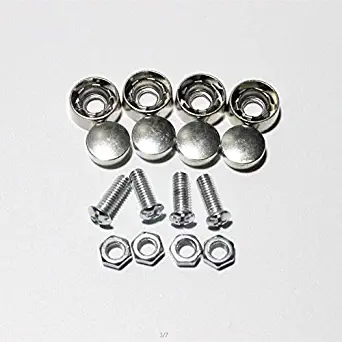 Onwon Stainless Steel Rust Resistant License Plate Frame Bolt Screws Fasteners with Corrosion Resistant Zinc Metal Safety Screw Caps Set of 4