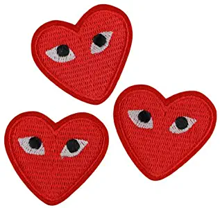 LiZMS Iron Sew on Applique Patch : Heart Eyes (3 Patches)