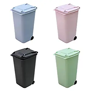 Small Trash Can,Mini Desk Trash Can with Lid,Desk Organizer Garbage Storage Bin,Pen Holder Office Desktop Supplies,Small Kitchen Countertop Trash Recycling Containers,Mini Wastebasket 4 Piece Set