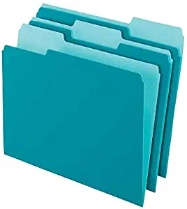 Office Depot Two-Tone Color File Folders, 1/3 Tab Cut, Letter Size, Teal, Box of 100, OD152 1/3 Tea