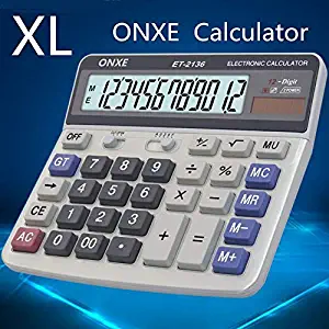 Calculator,ONXE ET-2136 Standard Function Electronics Desktop Calculators with Extra-Large Button and12 Digit Big LCD Anti-Glare Display,Handheld for Daily and Basic Office (Plus)