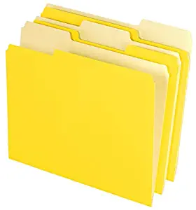 Office Depot File Folders, Letter, 1/3 Cut, Yellow, Box of 100, 97663
