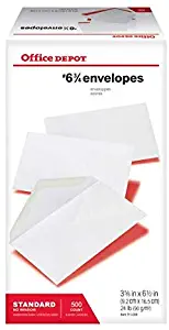 Office Depot All-Purpose Envelopes, 6 3/4 (3 5/8in. x 6 1/2in.), White, Box of 500, 78105