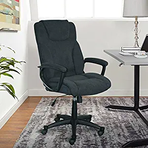 Serta Executive High Back Office Chair with Lumbar Support Ergonomic Upholstered Swivel Gaming Friendly Design, Microfiber Black