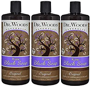 Dr. Woods Natural Raw African Black Moisturizing Liquid Castile Soap, 32 Ounce (Pack of 3)