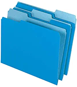 Office Depot File Folders, Letter, 1/3 Cut, Blue, Box of 100, 97661