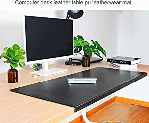 Non-Slip 27.55"x 18.9" Soft Leather Surface Office Desk Mouse Mat Pad with Full Grip Fixation Lip Table Blotter Protector（Black)