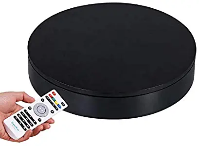 ComXim Professional 360 Degree Black Rotating Turntable for Product Photography, 88LB Capacity, 12.6in Diameter,Automatic Remote Control Angle,Speed,Direction, Various Rotation Mode