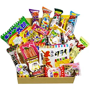 Japanese Candy Dagashi Box 20pcs Umaibo Snack Gummy potato Chip Kitty chocolate w/ AKIBAKING Sticker