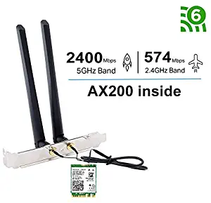 OKN Wi-Fi 6 (Gig+) Desktop Kit AX200 WiFi Card 3000Mbps + Bluetooth 5.1, Includes 5dBi High Gain Antennas and Brackets