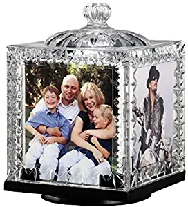 Le'raze Crystal Revolving Photo Cube Frame Decorative Desk-Top Rotating Picture Display