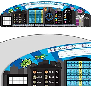 Really Good Stuff Superhero Desktop Helpers (Set of 24) – 18” by 5” Handy Reference for Numbers, Letters, Shapes, Place Values and More – Durable Vinyl Self-Adhesive Resource for Student Desks