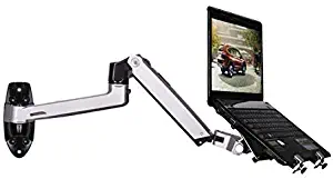 Aluminum Alloy Mechanical Spring Arm Wall Mount Laptop Holder Full Motion Laptop Mount Arm Monitor Holder Laptop Stand (Silver)