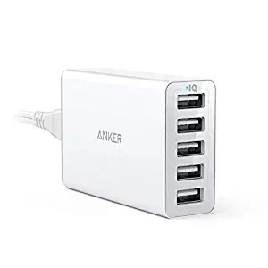 Anker 40W 5-Port USB Wall Charger, PowerPort 5 for iPhone Xs/XS Max/XR/X/8/7/6/Plus, iPad Pro/Air 2/Mini, Galaxy S9/S8/Plus/Edge, Note 8/7, LG, Nexus, HTC and More
