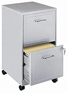 Scranton & Co Mobile 2 Drawer File Cabinet in Silver
