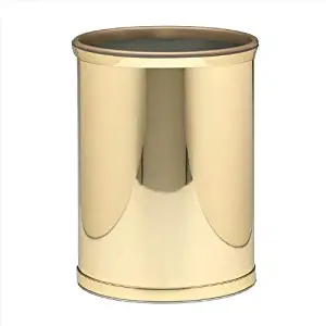 Kraftware Polished Brass Designer 14” Oval Wastebasket for Home & Office