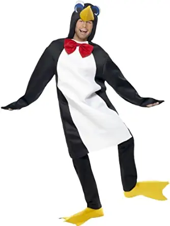 Smiffy's Men's Penguin Costume In and with Bodysuit with Bow Tie and Bootcovers