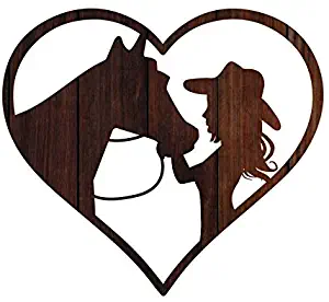 More Shiz Heart Girl with Horse Vinyl Decal Sticker - Car Truck Van SUV Window Wall Cup Laptop - One 5.5 Inch Decal - MKS1337