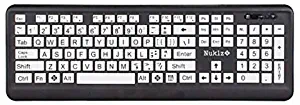Nuklz N Large Print Full Size Wireless Computer Keyboard | High Contrast Black & White Keys | Soft Buttons for Quiet Typing & Gaming | Ideal for Visually Impaired, Beginners and Seniors | Plug & Play