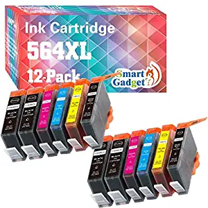 12-Pack Smart Gadget Compatible Ink Cartridge Replacement for HP 564XL Used for HP 564 XL DeskJet 3520 3522 Officejet 4620 Photosmart 5520 6510 6515 6520 7520 7525 D7560 Printer