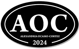 American Vinyl Black Oval AOC 2024 Sticker (Logo DNC Alexandria ocasio Cortez Liberal)