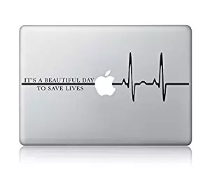 Derek Shepherd Quote It's A Beautiful Day To Save Lives Grey's Anatomy Laptop Apple Macbook Vinyl Decal Sticker Apple Mac Air Pro Laptop Sticker