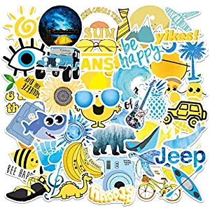 Blue Yellow Sticker Pack of 100 Stickers Cute Vsco Decals for Laptops Hydro Flasks Water Bottles Luggage