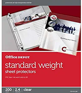 Office Depot Standard Weight Sheet Protectors, 8 1/2in. x 11in, Clear, Pack of 200, OD491694