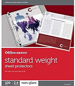 Office Depot Top-Loading Sheet Protectors, Standard Weight, Non-Glare, Box of 100, 498761