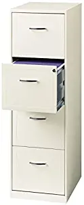18" Deep Light Duty 4 Drawer Metal Letter File Cabinet in Pearl White