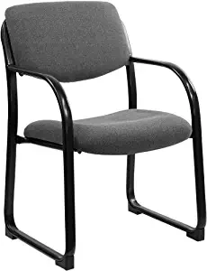 Flash Furniture Gray Fabric Executive Side Reception Chair with Sled Base