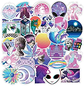 Vaporwave Sticker Pack of 50 Aesthetic Abstract Art Vaperwave Decals for Laptops Hydro Flasks Water Bottles Luggage