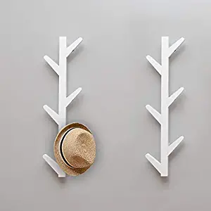 Mufansen Coat Rack Hat Rack Bamboo Tree Coat Rack Modern Wall Mounted Rack with 6Hooks Hanging Storage Organizer Entryway,White and Brown