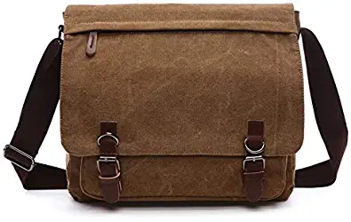 Canvas Laptop Messenger Bag Travel School Bookbag For 11.6