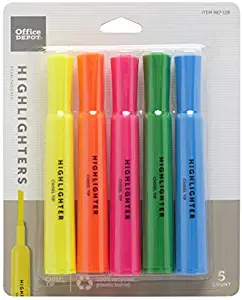 Office Depot Chisel-Tip Highlighters, Assorted Colors, Pack of 5, 0