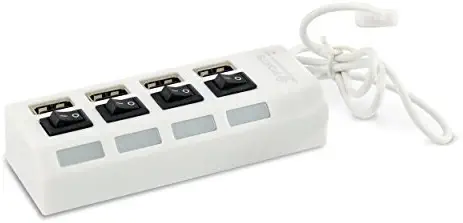 Perfect Life Ideas USB Hub - Multiple USB Port Splitter Outlet Multiplier - Add 4 USB 2.0 Multi Ports to Any Mac PC Laptop Computer - Built-in Individual Power Switches with Power Indicator Lights