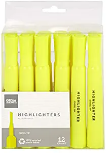 Office Depot Chisel-Tip Highlighter, Fluorescent Yellow, Pack Of 12, 0
