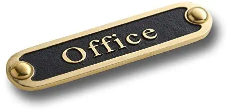 Office Brass Door Sign. Traditional Style Home Décor Wall Plaque Handmade by The Metal Foundry UK.