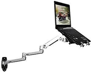 XSJ8013WT Wall Mount Laptop Holder Ultra Long Arm Aluminum Mechanical Spring Full Motion Laptop Mount Arm Monitor Holder Lapdesk (Silver)