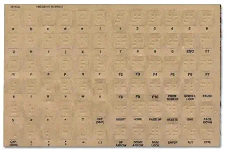 Transparent Braille Computer Keyboard Overlays Stickers (Lexan Material and 3M Adhesive Does Not Slip, Ooze, or Curl) for the Blind and Visually Impaired (Windows PC)